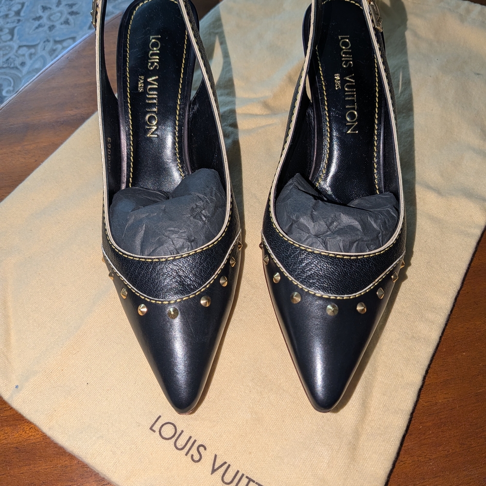 Louis Vuitton Black Slingback Heels SZ 37. - Picture 2 of 8